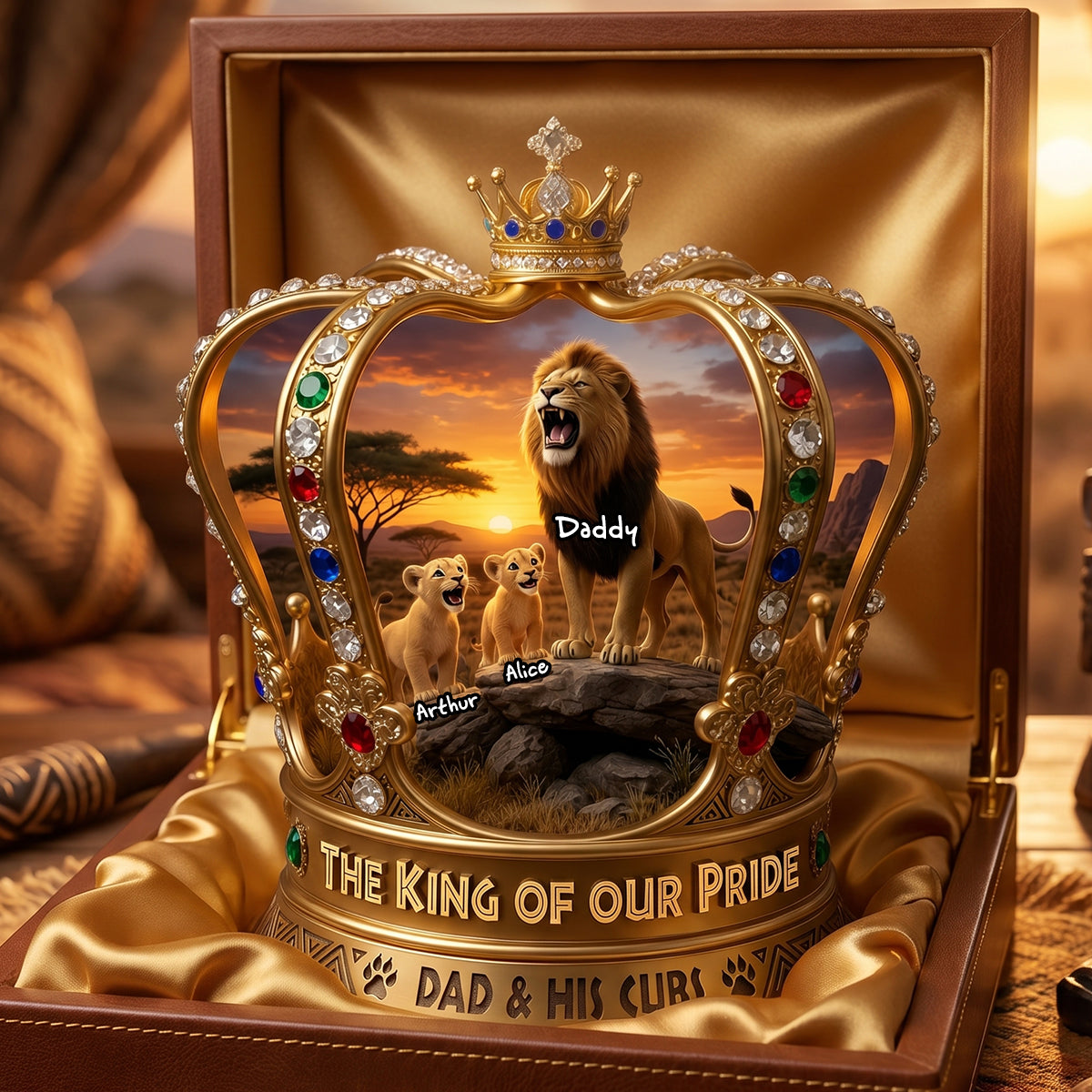 The King of Our Pride - Personalized Roaring Dad Acrylic Plaque - Gift for Dads, Grandpas & More Shaped Plaques PopCulturePrints