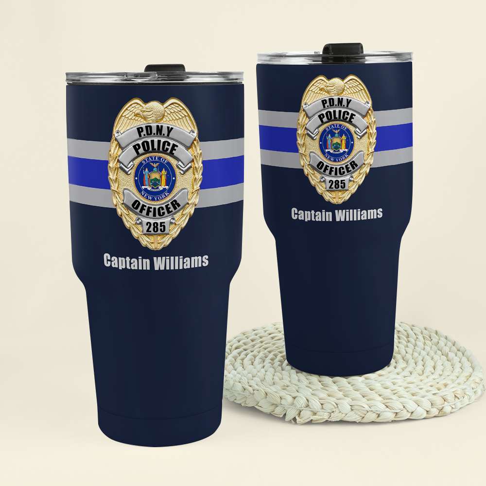 Personalized Police Badge Tumbler with Custom State Seal - Perfect Gift for Officers Tumbler Cup PopCulturePrints