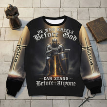 Load image into Gallery viewer, Kneeling Knight Ugly Sweater - Personalized Christian Gift for Him/Her Ugly Christmas Sweater PopCulturePrints
