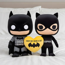 Load image into Gallery viewer, "Every Bat Needs a Cat" - Unique Shadow Couples Shaped Pillow - Personalized Gift for Couples and Loved Ones Pillow PopCulturePrints
