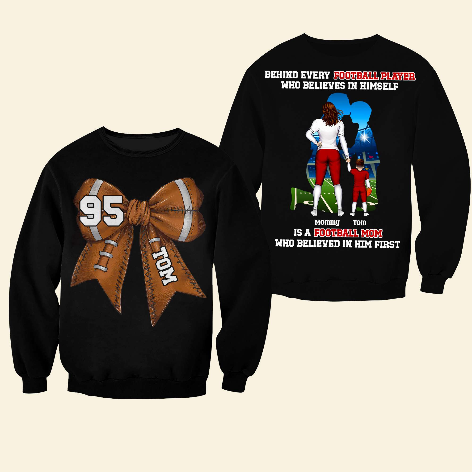 “Behind Every Football Player is a Supports Mom” - Personalized Football Mom Shirt - Perfect Gift for Moms, Grandmas & Sports Enthusiasts Shirts PopCulturePrints