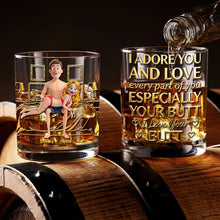 Load image into Gallery viewer, I Adore You - Naughty Couple Round Glass - Personalized Gifts for Couples Glass PopCulturePrints

