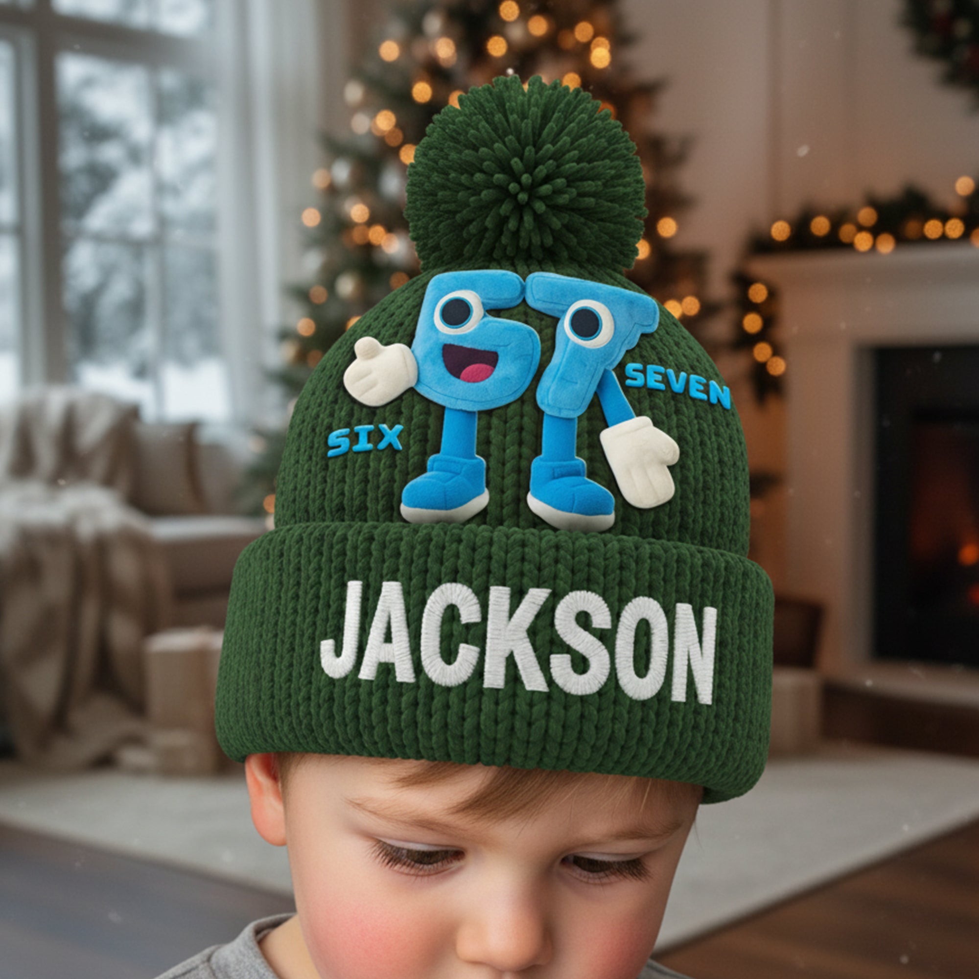 Bring Joy This Christmas with Our Funny Bobble Beanie Hat - Personalized Gifts for Kids Hat PopCulturePrints