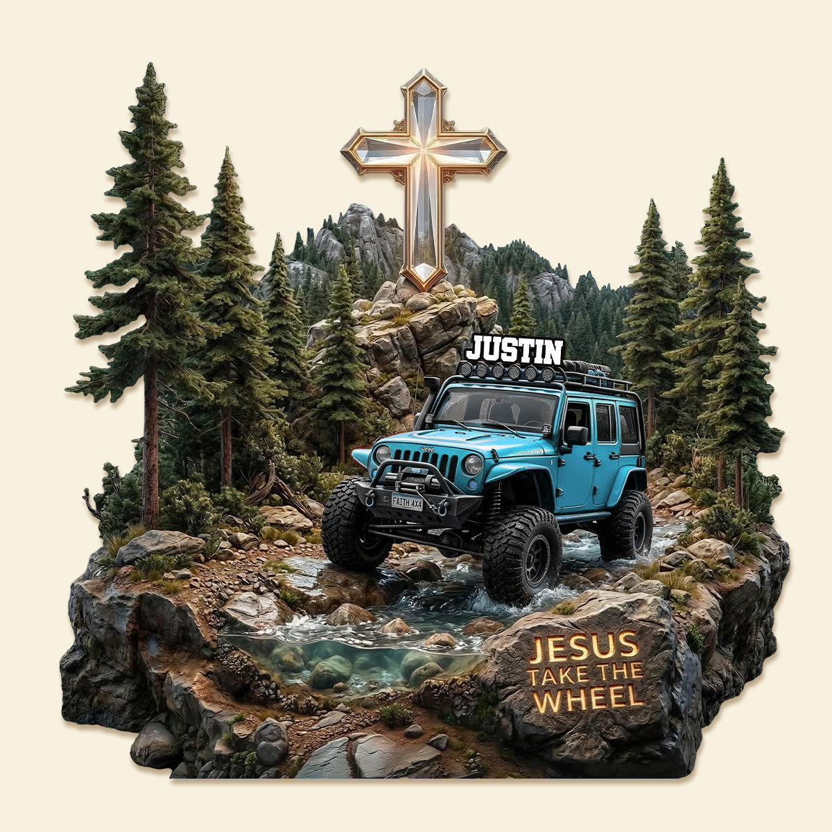 Jesus Take the Wheel - Personalized Acrylic Plaque for Off-road Lovers Shaped Plaques PopCulturePrints