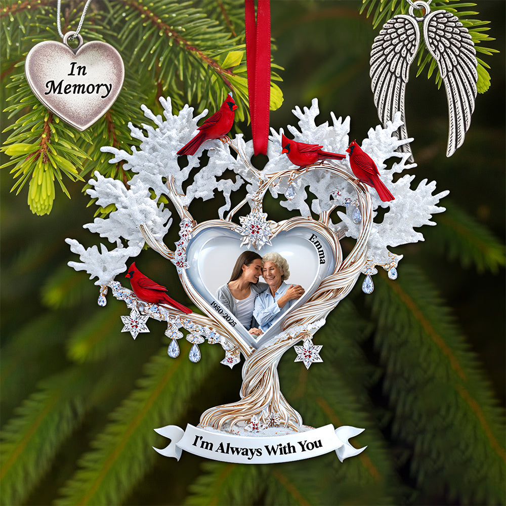 In Memory, Always With You - Cardinal Memory Custom Photo Ornament - Personalized Memorial Gift for Loved Ones Ornament PopCulturePrints