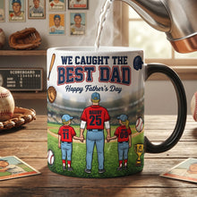 Load image into Gallery viewer, "We Caught the Best Dad" - Personalized Baseball Magic Coffee Mug for Father's Day Coffee Mug PopCulturePrints
