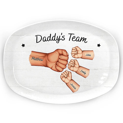 Daddy's Team Hand Punch - Personalized Plate Plate PopCulturePrints