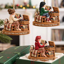 Load image into Gallery viewer, Vinyl Record Girl Wood Effect Ornament, Personalized Gifts For Vinyl Records Lovers 02qhta141026 Ornament PopCulturePrints
