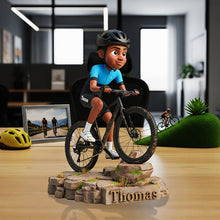 Load image into Gallery viewer, Embrace the Ride: Personalized Teenager Riding Bicycle Plaque - Custom Photo Gifts for Bicycle Lovers Shaped Plaques PopCulturePrints
