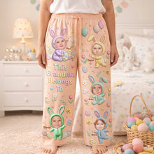 Load image into Gallery viewer, This Grandma Belongs To - Cute Bunny Grandkids Pajama Pants | Personalized Gifts Pajama Pant PopCulturePrints
