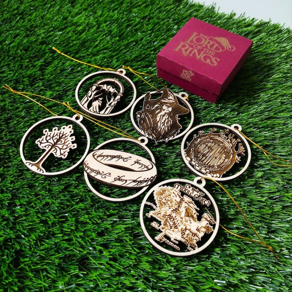 Set of 6 Wooden Middle-Earth Christmas Ornaments Ornament PopCulturePrints