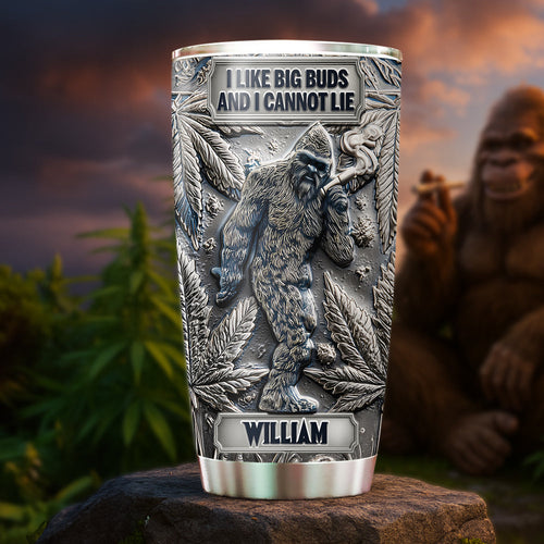 I Like Big Buds - Smoking Sasquatch 20oz Tumbler - Personalized Gift for Stoners Tumbler Cup PopCulturePrints