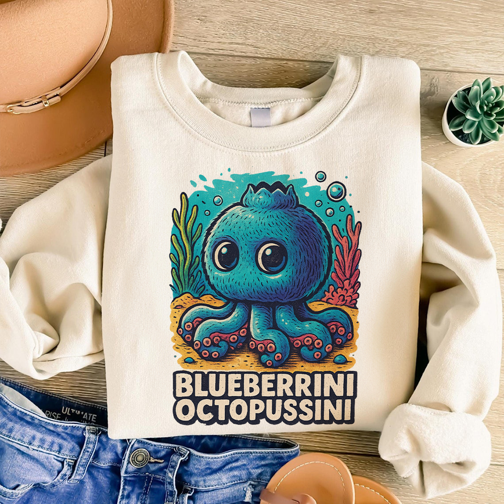 "Bring Joy with Blueberrini Octopussini!" - Customizable Shirt for Kids - Perfect Gift for Marine Life Lovers Shirts PopCulturePrints