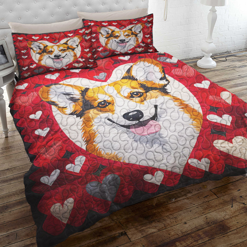 Festive Corgi Christmas Quilt Bed Set for Dog Lovers Blanket PopCulturePrints