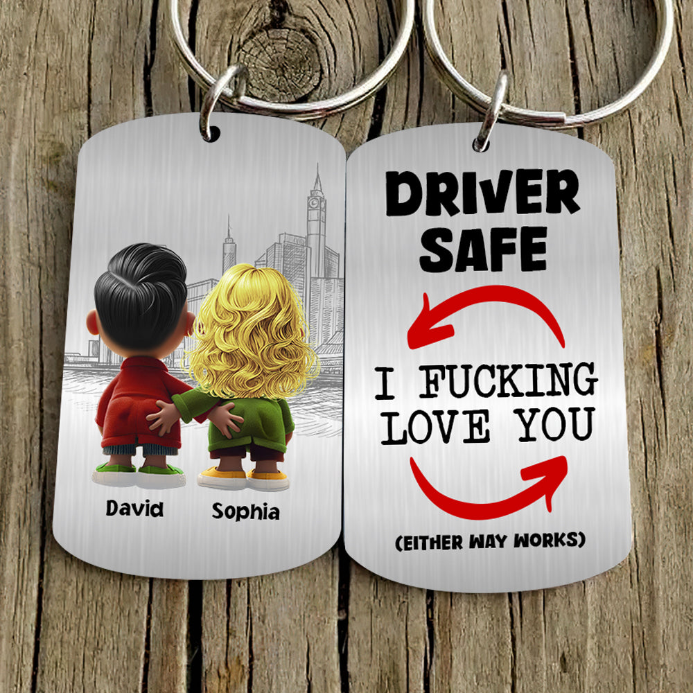 Personalized Couple Keychain - Funny Driver Safe Love Gift Keychains PopCulturePrints