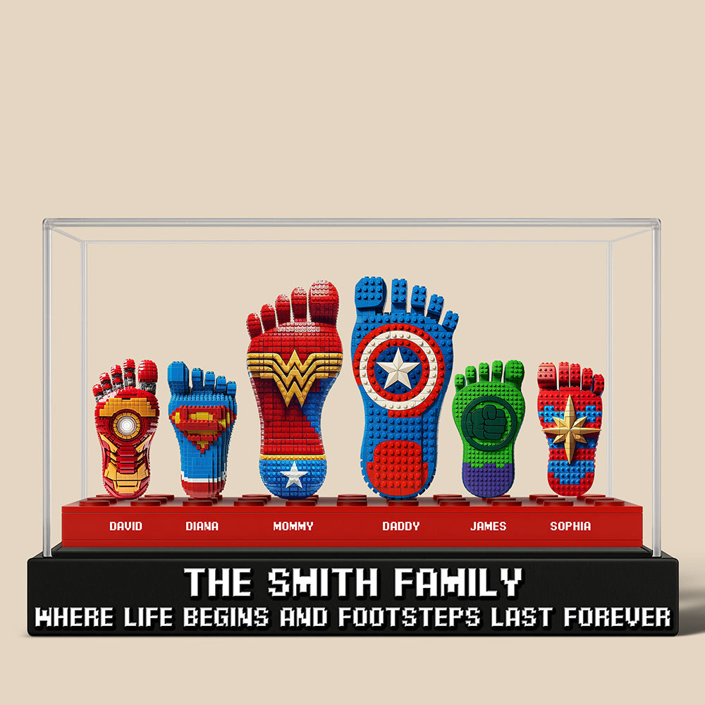 "Where Life Begins and Footsteps Last Forever" - Super Foot Family Acrylic Plaque - Personalized Gift for Family, Dad, Grandpa, and Loved Ones Shaped Plaques PopCulturePrints