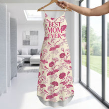Load image into Gallery viewer, "Best Mom Ever" - Personalized Flower Toile de Jouy Suspender Maxi Dress - Custom Gift for Mom, Grandma, and More Dress PopCulturePrints
