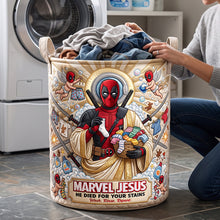 Load image into Gallery viewer, He Died For Your Stains Quilted Laundry Basket - Personalized Gifts For Christians 04patn110726 Laundry Basket PopCulturePrints
