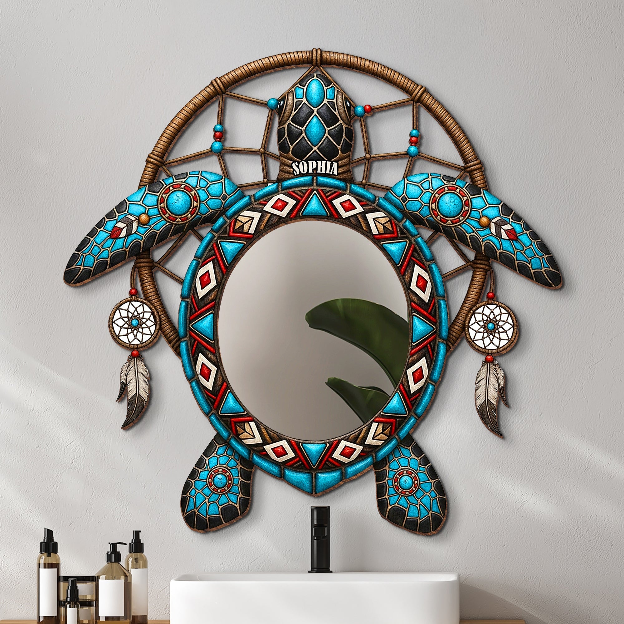 "Reflect Your Unique Spirit" - Sea Turtle Personalized Mirror - Custom Gift for Friends & Family Mirror PopCulturePrints