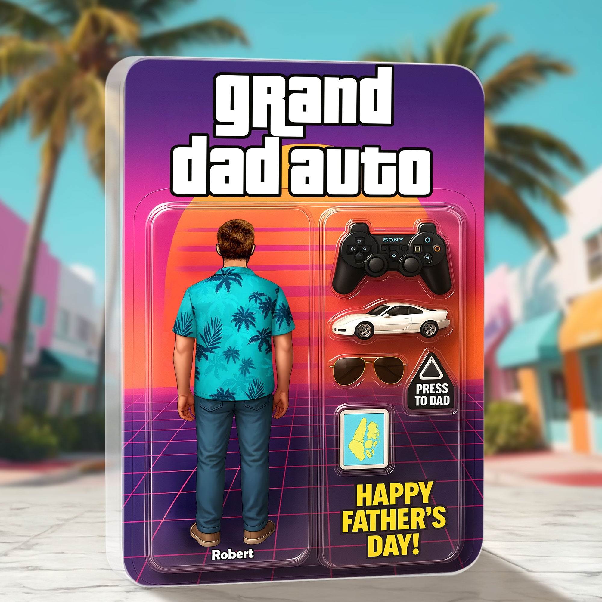 “Level Up Your Dad Game!” - Game Dad Plaque - Personalized Gift for Dad, Grandpa, and Gaming Enthusiasts Shaped Plaques PopCulturePrints