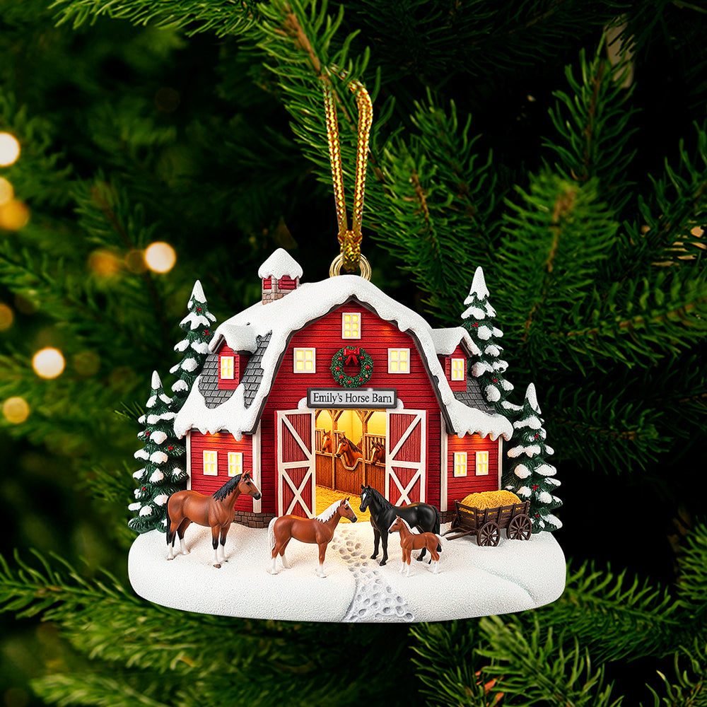 Home Sweet Barn - Personalized Farm Style Christmas Ornament for Horse Lovers Ornament PopCulturePrints