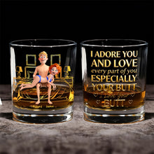 Load image into Gallery viewer, I Adore You - Naughty Couple Round Glass - Personalized Gifts for Couples Glass PopCulturePrints
