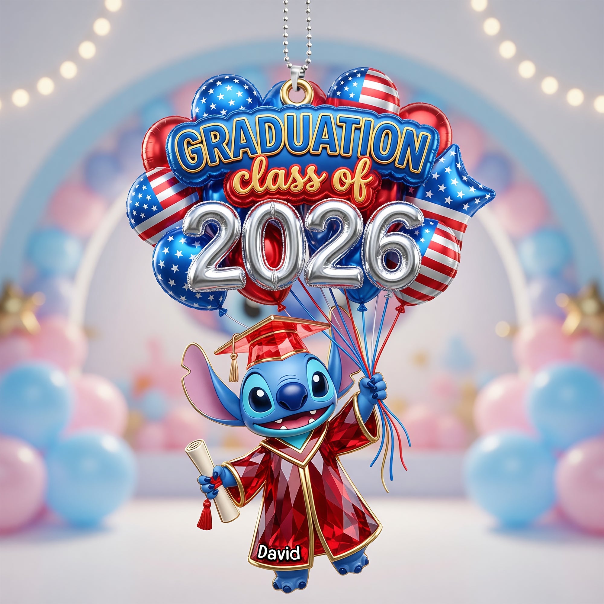 Celebrate Your Achievement: Cute Graduation Balloon Car Ornament - Personalized Gift for Graduates Ornament PopCulturePrints