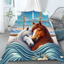 Load image into Gallery viewer, Personalized Horse Couples Quilt Bedding Set - A Unique Gift for Animal Lovers Blanket PopCulturePrints
