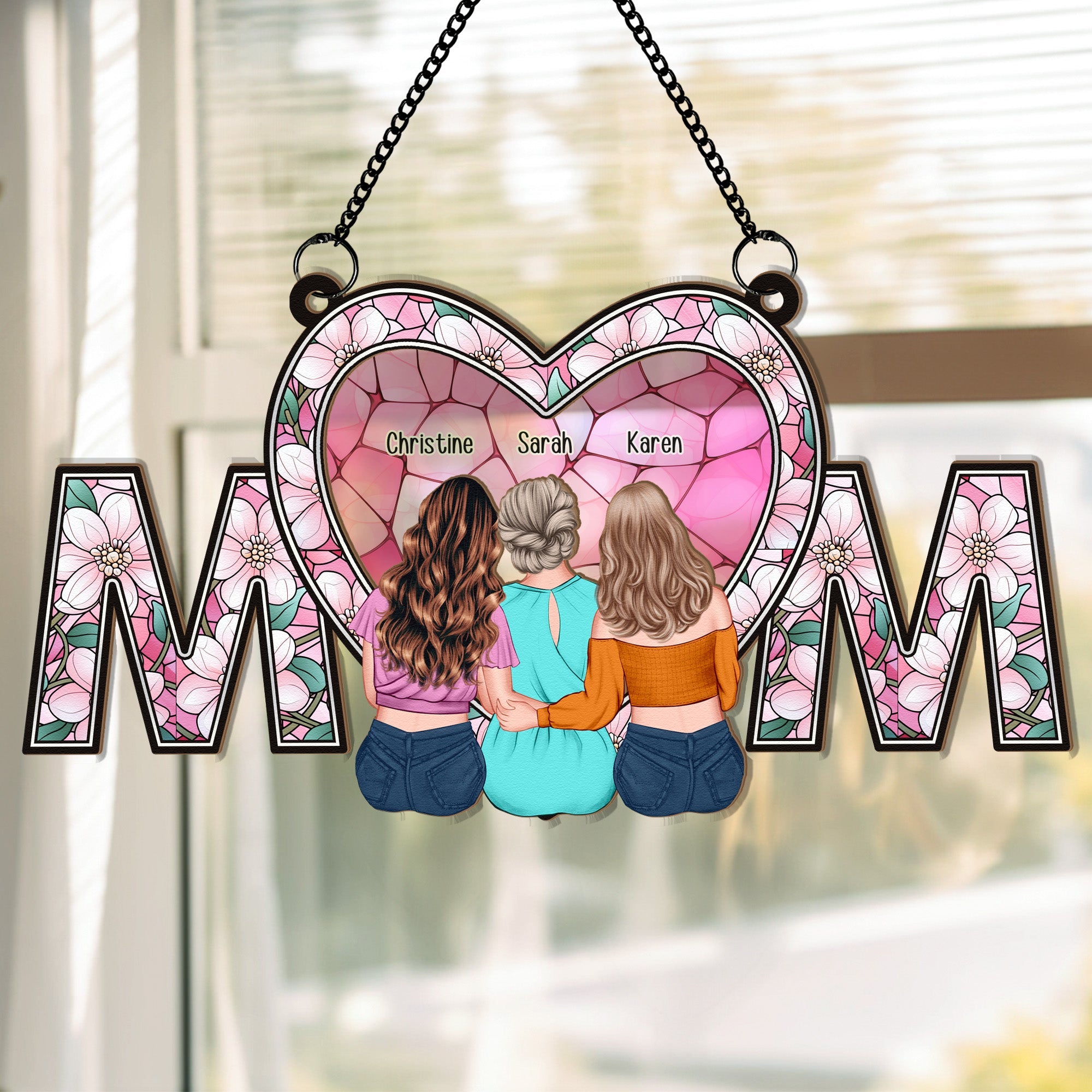 Heartfelt MOM Personalized Suncatcher - Custom Window Ornament Window Hanging Suncatcher Ornament PopCulturePrints