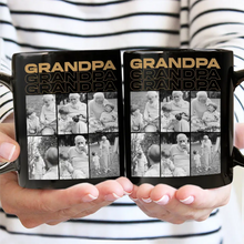 Load image into Gallery viewer, Custom Photo B&amp;W Daddy Grandpa - Personalized Black Mug for Father&#39;s Day Mug PopCulturePrints
