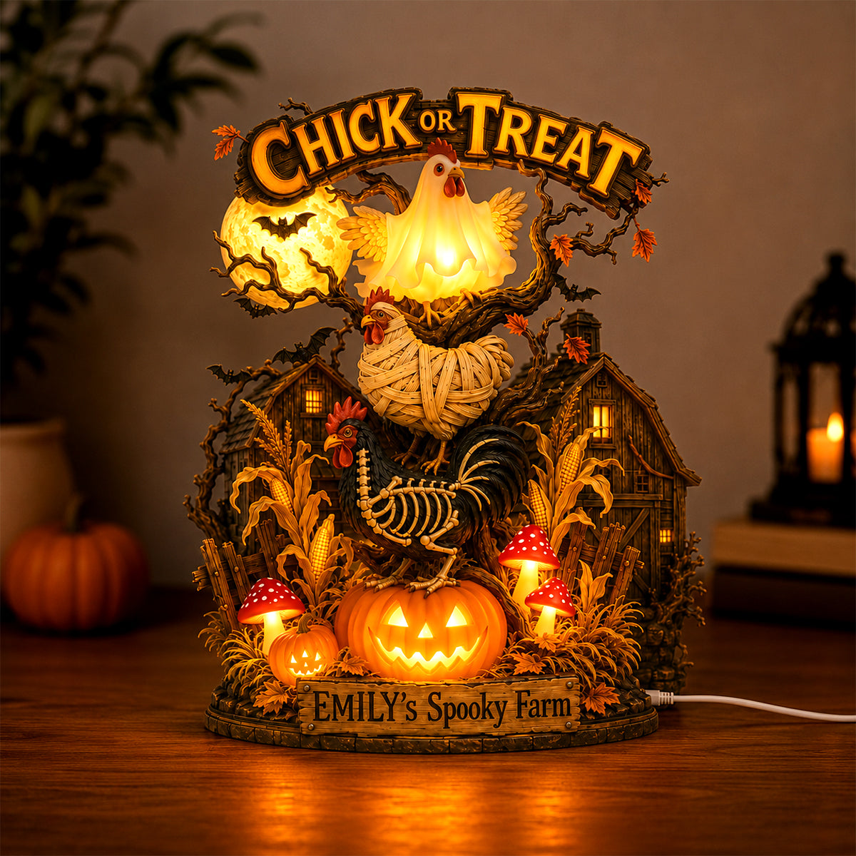 Spooky Farm Halloween Chick Acrylic Light Box - Personalized Gifts for Halloween