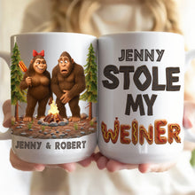 Load image into Gallery viewer, “Funny Bigfoot Couple - A Quirky Twist on Love” - Personalized Coffee Mug for Couples Coffee Mug PopCulturePrints
