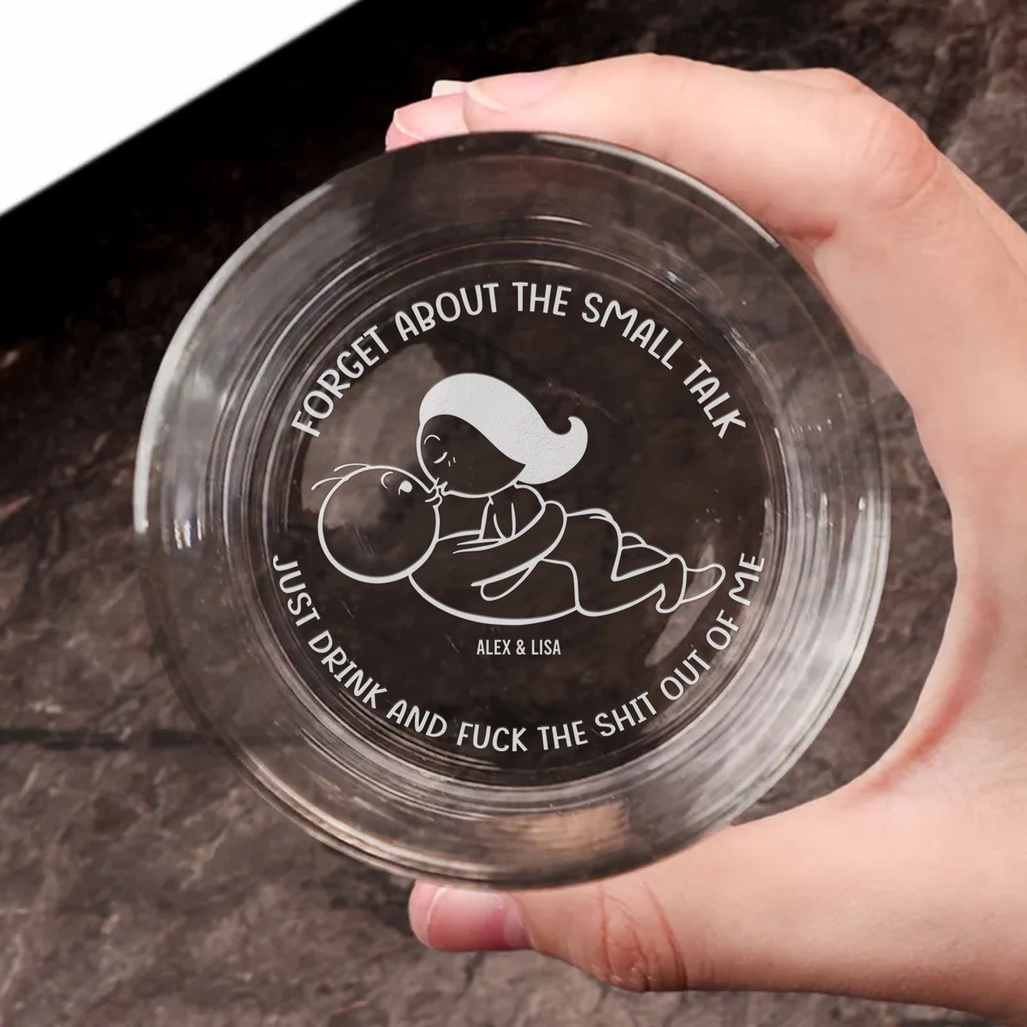 Personalized Engraved Whiskey Glass for Couples - Custom Love Design Whiskey Glass PopCulturePrints