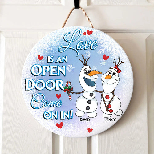 Personalized Love Is An Open Door Wood Sign - Perfect Gift for Couples Wood Sign PopCulturePrints