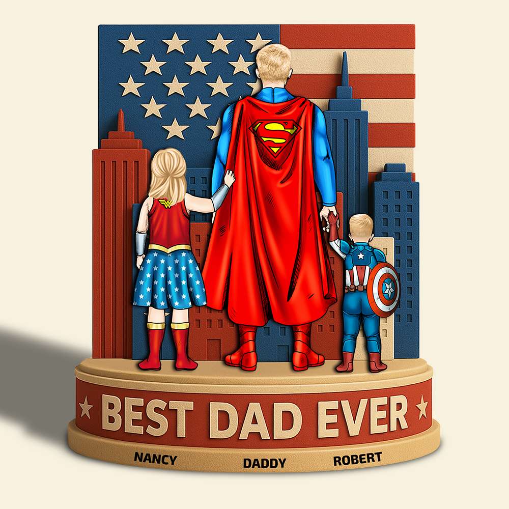 “Best Dad Ever” - Personalized Acrylic Plaque - Custom Gift for Dads, Fathers, and Family Shaped Plaques PopCulturePrints