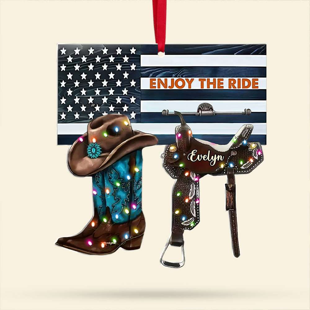 Custom Horse Lovers Christmas Ornament - Cowboy Boot and Saddle Design Ornament PopCulturePrints