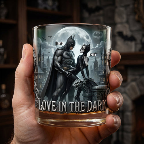 Love In The Dark Round Glass - Custom Personalized Gift for Couples Glass PopCulturePrints