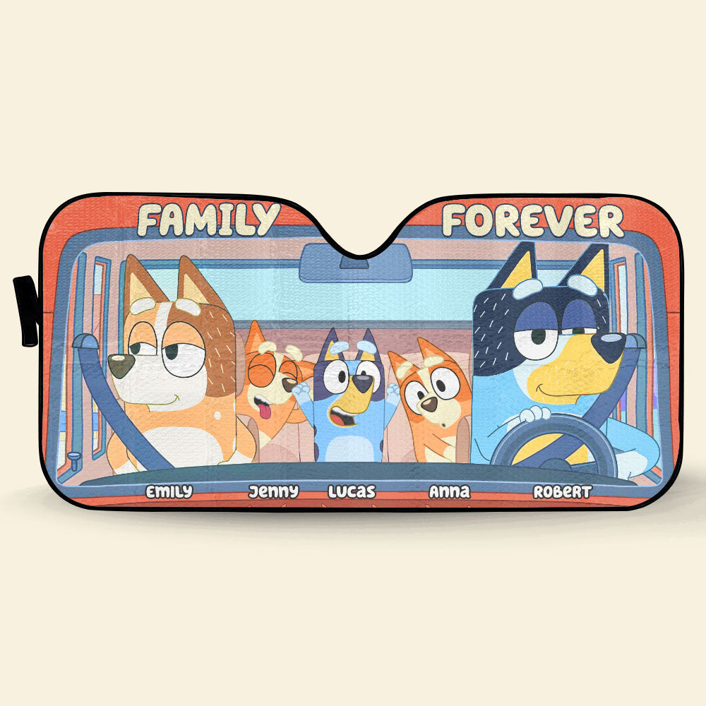 Personalized Family Forever Car Sunshade - Custom Names