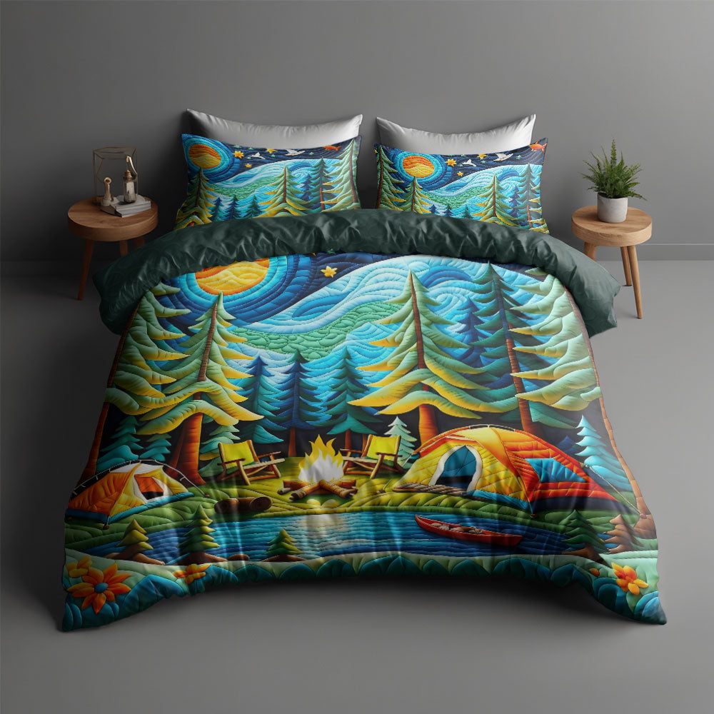Camping Lover Quilt Bed Set - Perfect Gift for Nature Enthusiasts Blanket PopCulturePrints