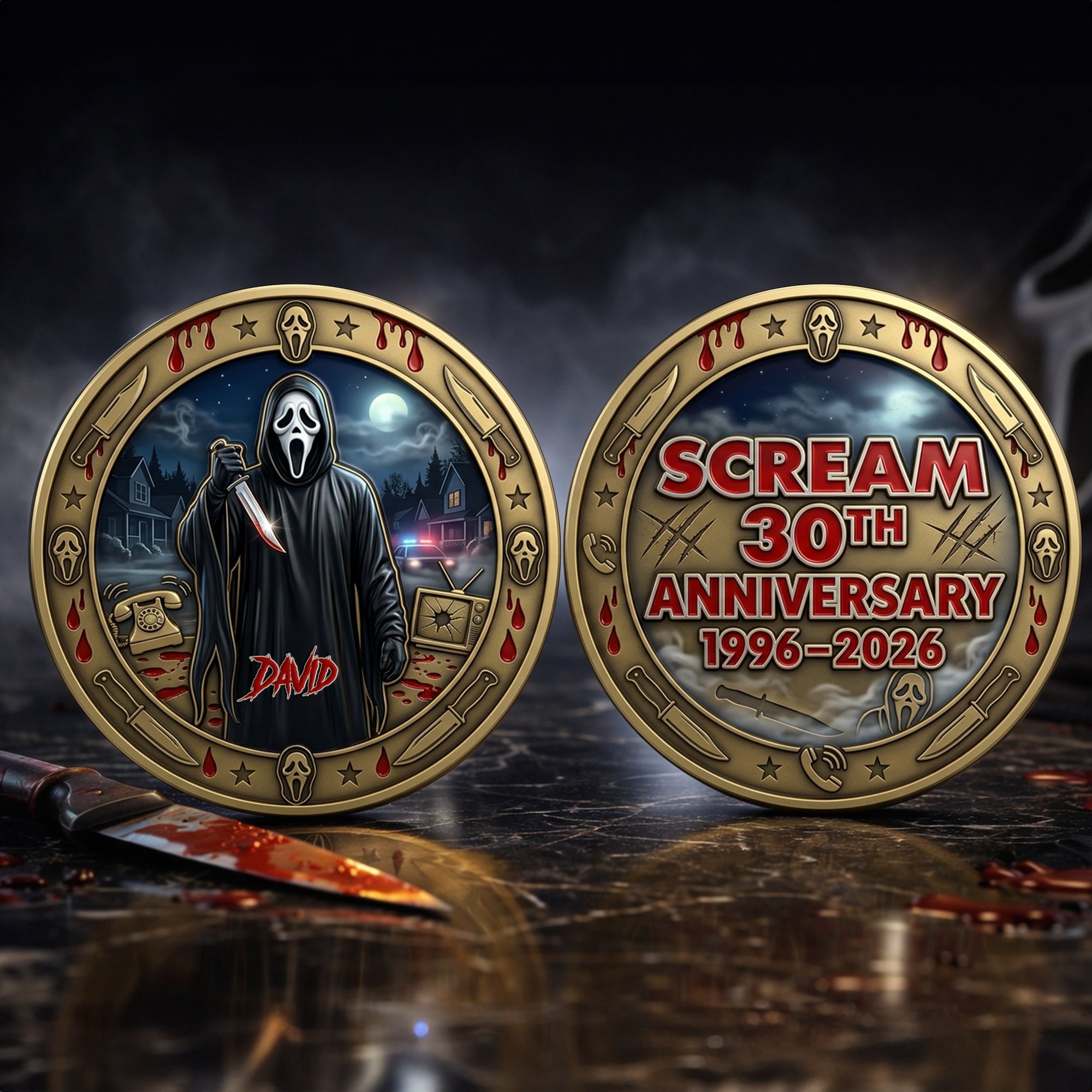 Celebrate 30 Years of Horror with a Personalized Touch - 30 Years Anniversary Metal Coin for Horror Fans Coin PopCulturePrints