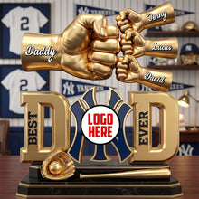 Load image into Gallery viewer, “Best Dad Ever” - Personalized Dad &amp; Kids Fist Bump Plaque - Gift for Dad and Grandpa Shaped Plaques PopCulturePrints
