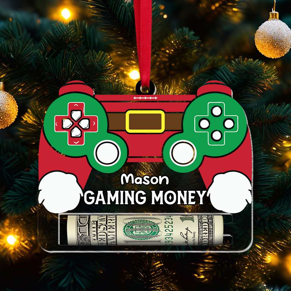 Custom Gamer Money Holder Ornament - Personalized Game Controller Gift Ornament PopCulturePrints