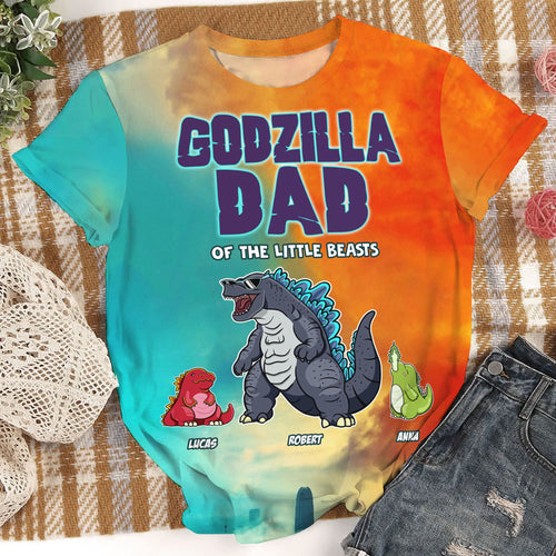 Custom Godzilla Dad Shirt - Father's Day Gift AOP Products PopCulturePrints