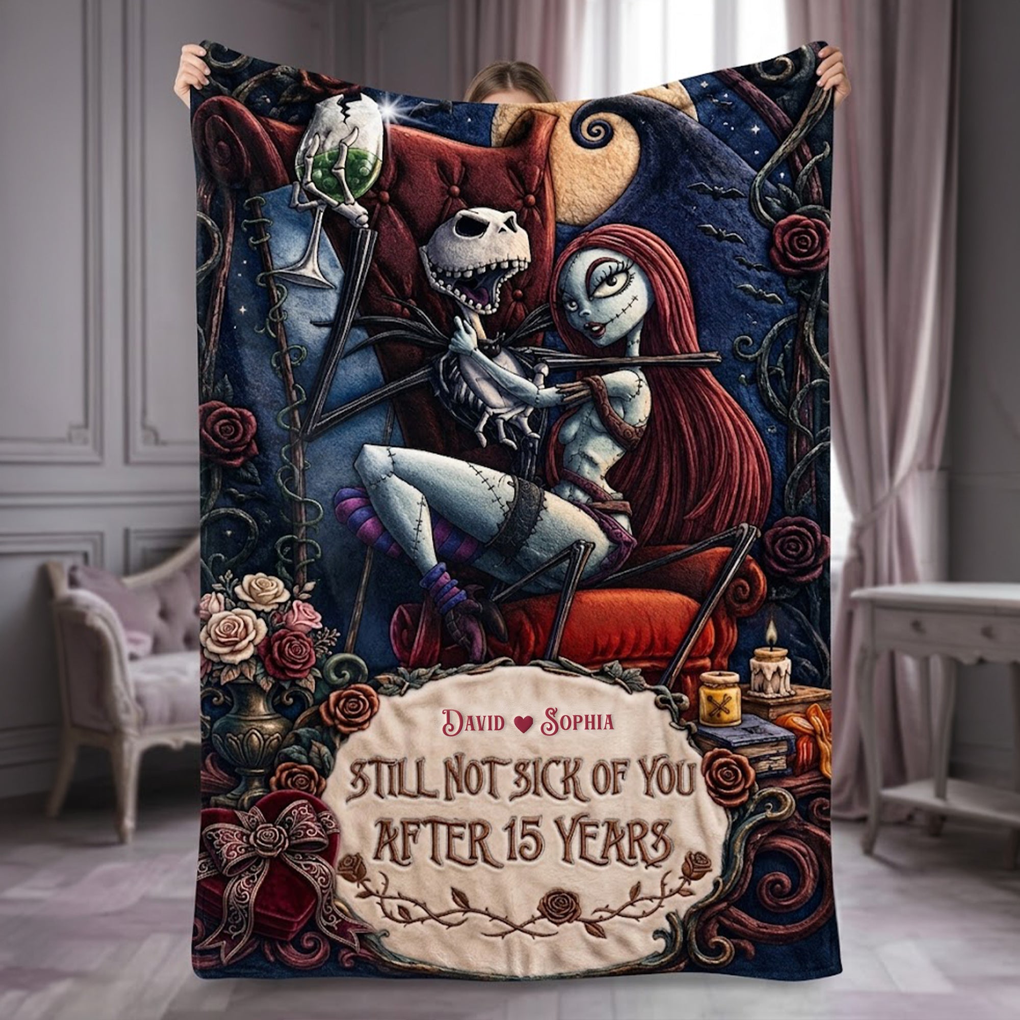 "Still Not Sick of You After 15 Years" - Kindred Spirit Couple Blanket - Personalized Gift for Couples