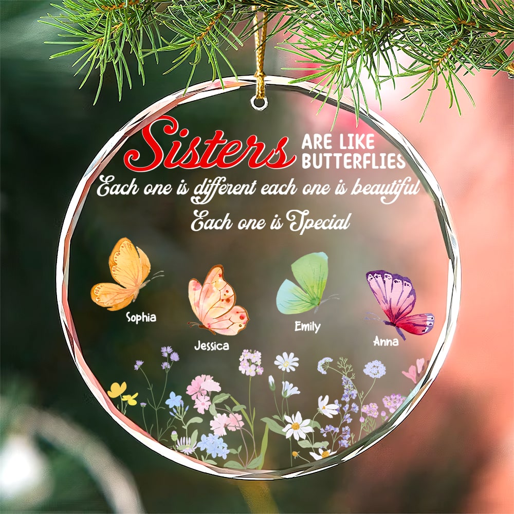 Personalized Butterfly Sister Christmas Ornament Ornament PopCulturePrints