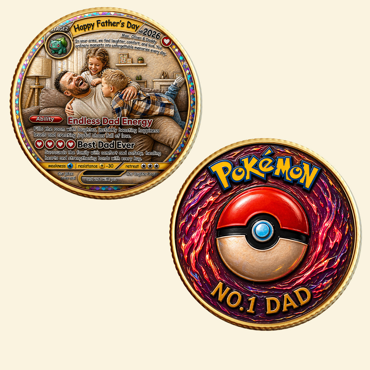 "Endless Dad Energy – The Best Gift for Every Dad!" - Custom Metal Coin for Father's Day Coin PopCulturePrints