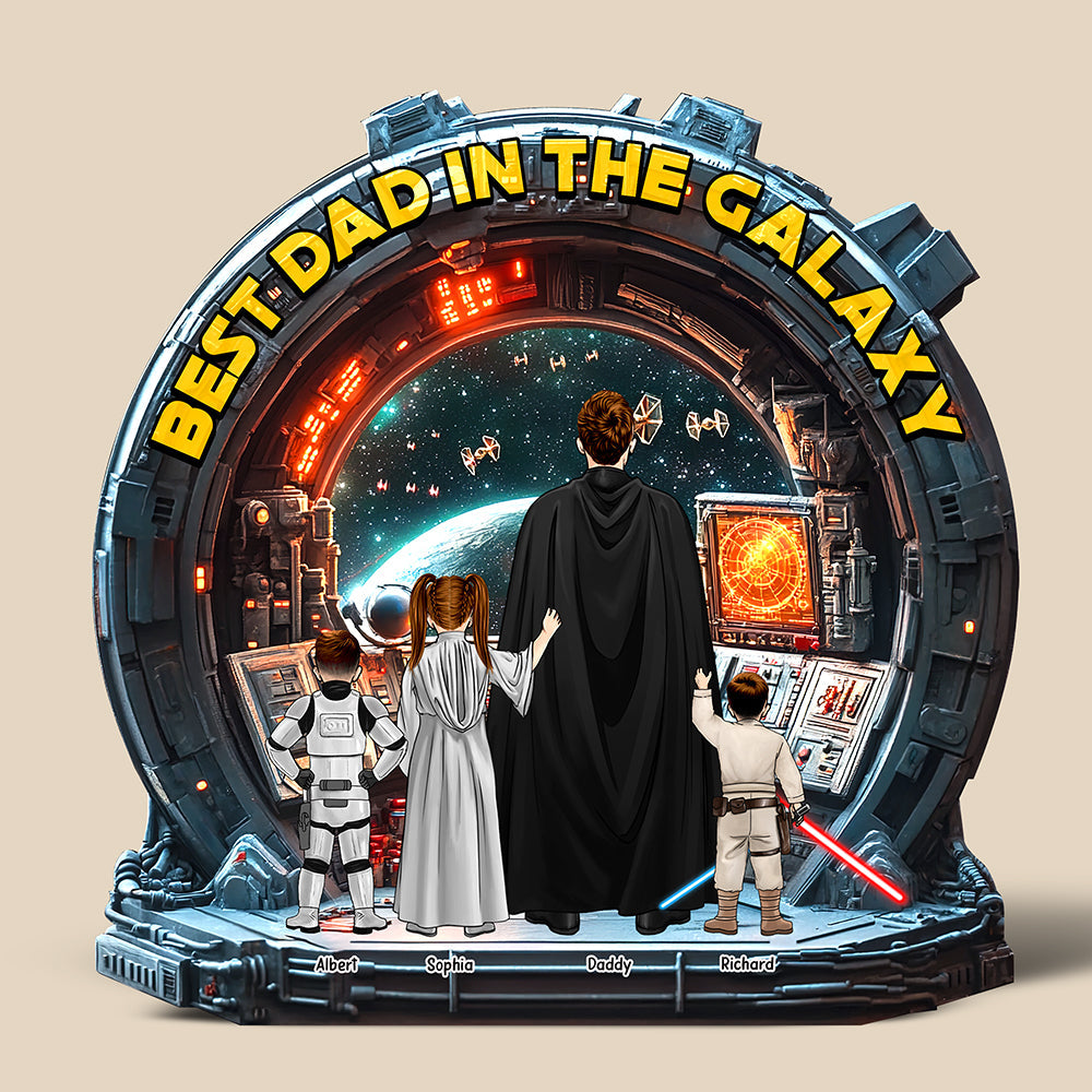 Best Dad in the Galaxy - Personalized Galaxy Dad Acrylic Plaque Shaped Plaques PopCulturePrints