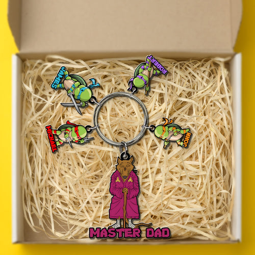 Personalized Master Dad Keychain with Ninja Charms Keychains PopCulturePrints