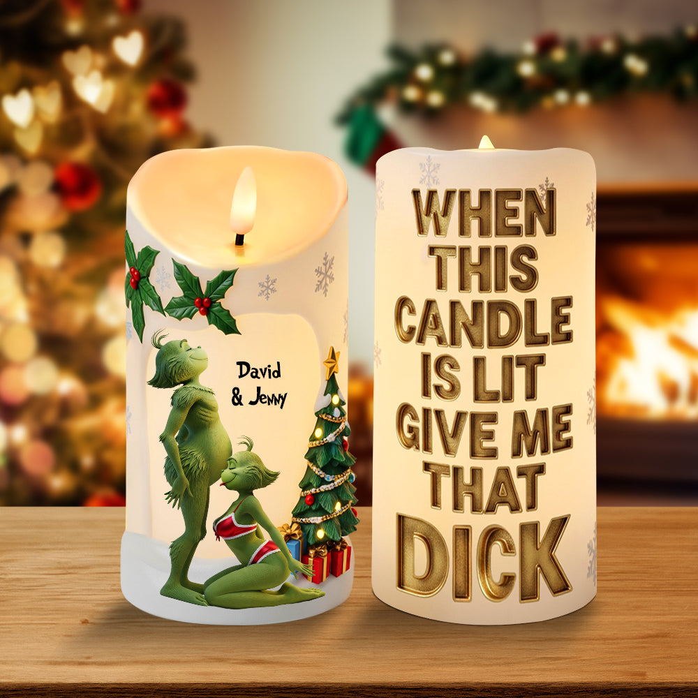 "When This Candle Is Lit, Give Me That Dick" - Personalized LED Candle for Couples - Fun Christmas Gift for Him and Her Led Candle PopCulturePrints