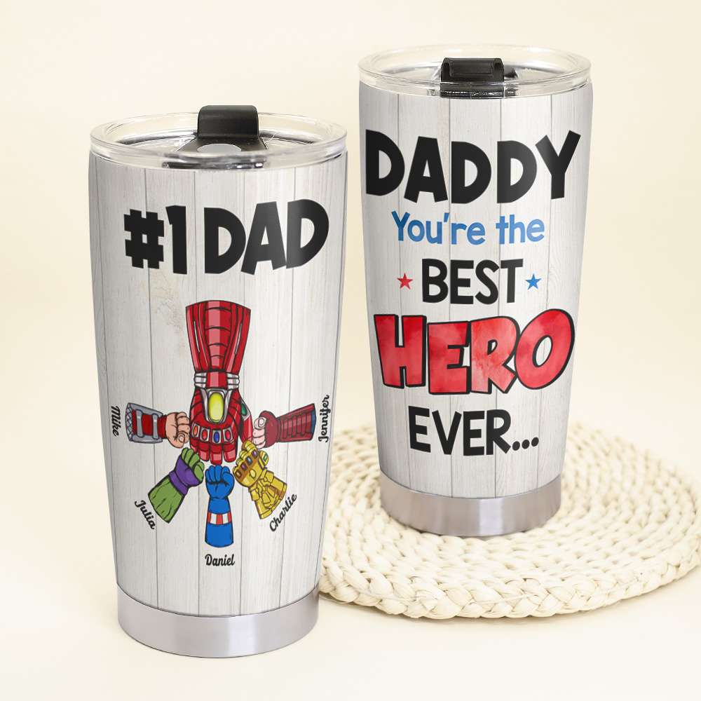 Custom Superhero Dad Tumbler - Personalized Gift for Fathers